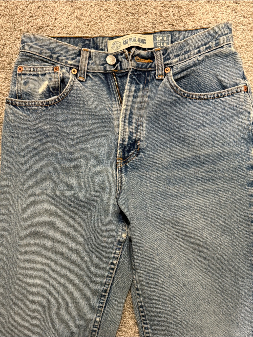 Vintage Gap #3 Classic Fit Light Blue distressed Denim Jeans 100% Cotton - Picture 2 of 14